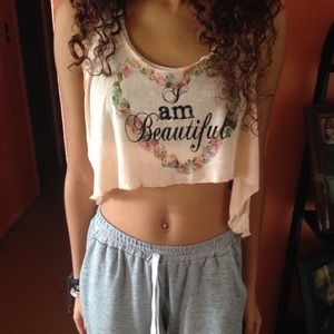 "I Am Beautiful" peach crop top