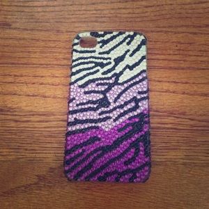iPhone 4 & 4s bejeweled zebra print phone case
