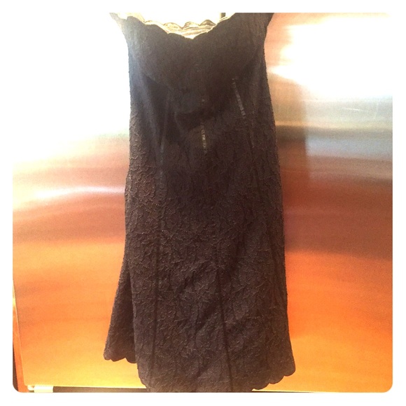 Black short strapless lace dress