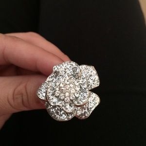 SOLD//Silver glitter and rhinestone ring