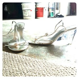 Slip on silver heels