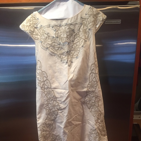 Laundry beaded linen dress