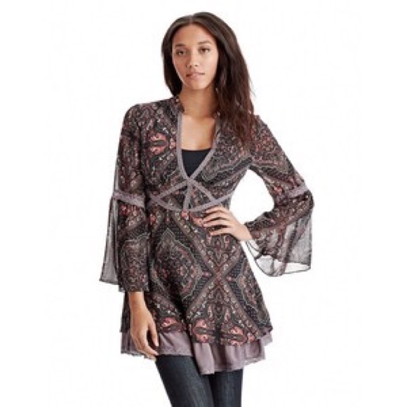 Free People Long-Sleeve V-Neck Dress NWT