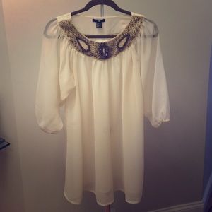 Cream Sheer Grecian Tunic Blouse