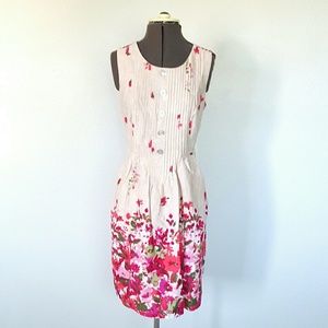 Beige Floral Dress with Pockets