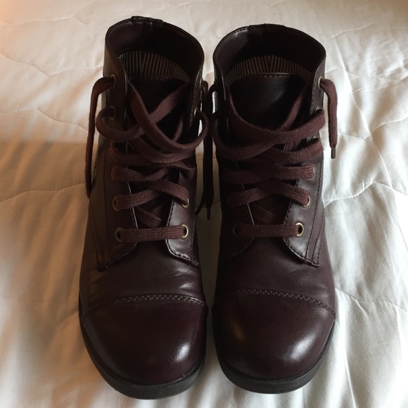 Black Poppy Shoes - Pacsun Burgundy Combat Boots