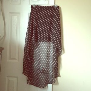 High-low Black and Tan polka dot skirt