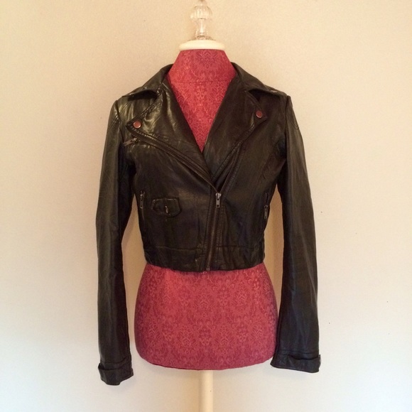 Jackets & Blazers - Faux Leather Motto Jacket