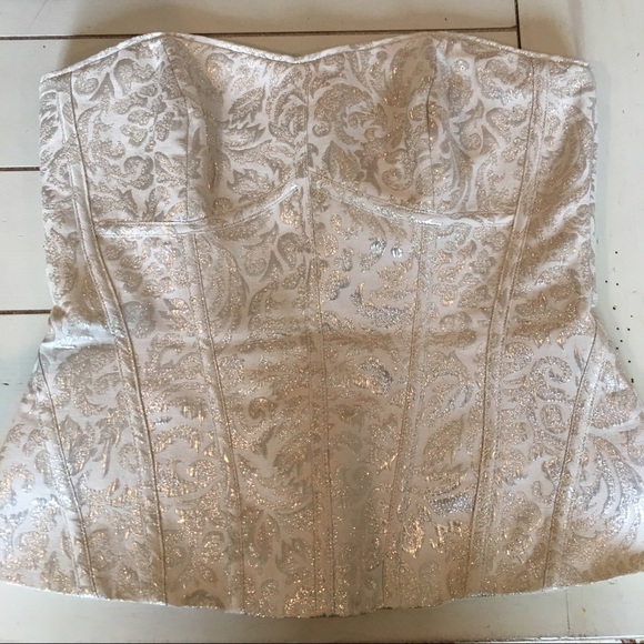 Off white with silver stitching bustier top