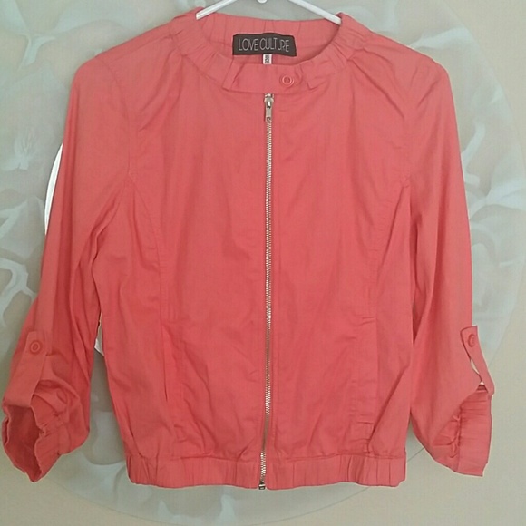 Salmon colored super cute zip jacket.