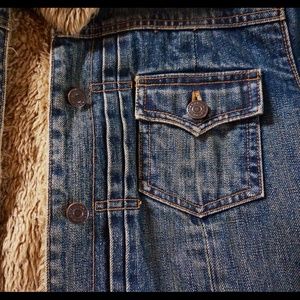 Vintage wash Denim jacket, faux fur-lined,like new