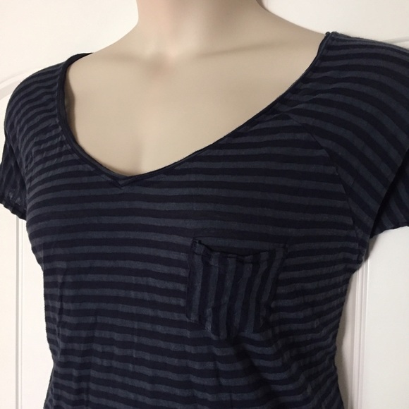 Navy blue striped pocket tee