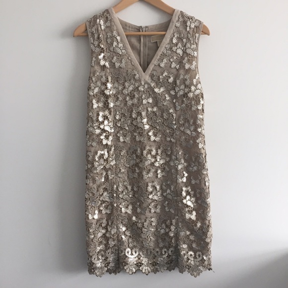 Michael Kors stunning gold lace dress with sequins