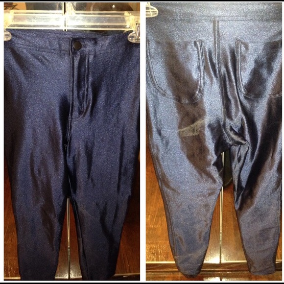 American Apparel High-Waisted Navy Disco Pants.