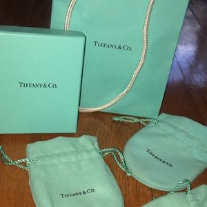 Tiffany bags, boxes, and jewelry holders.