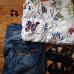 Adorable Butterfly Print Blouse