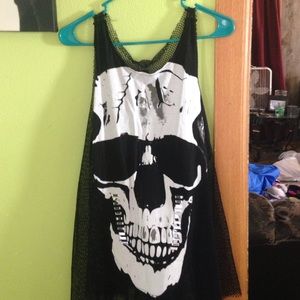 SOLD BLACK skull net tank