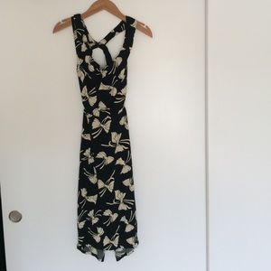 NWOT REFORMATION BOW PRINT BLACK DRESS SMALL