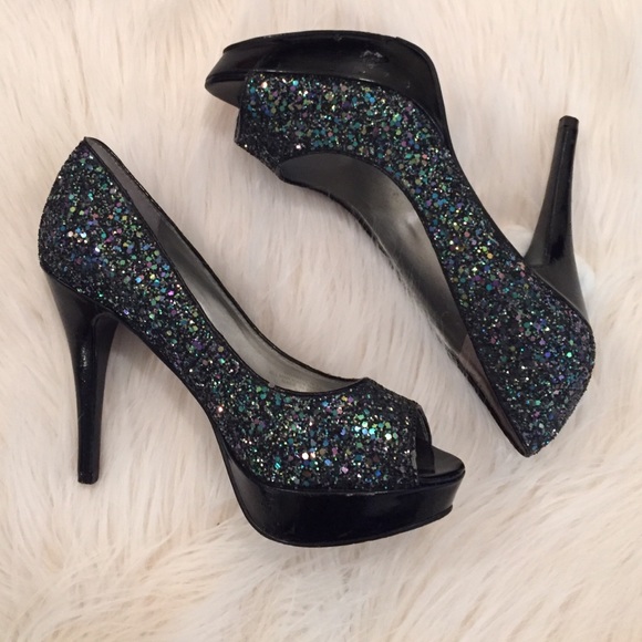 GUESS sparkly peep toe stilettos