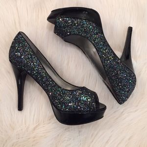 GUESS sparkly peep toe stilettos