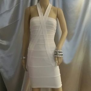 White Halter Bodycon Dress