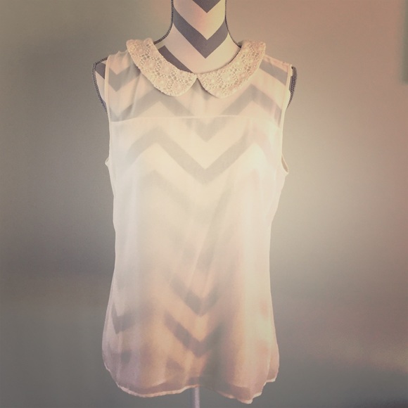 Ann Taylor ivory Peter Pan collar blouse