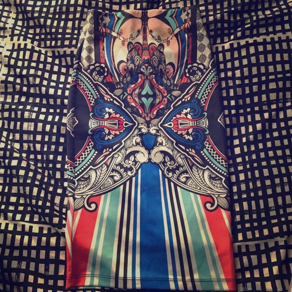 Printed midi spandex skirt