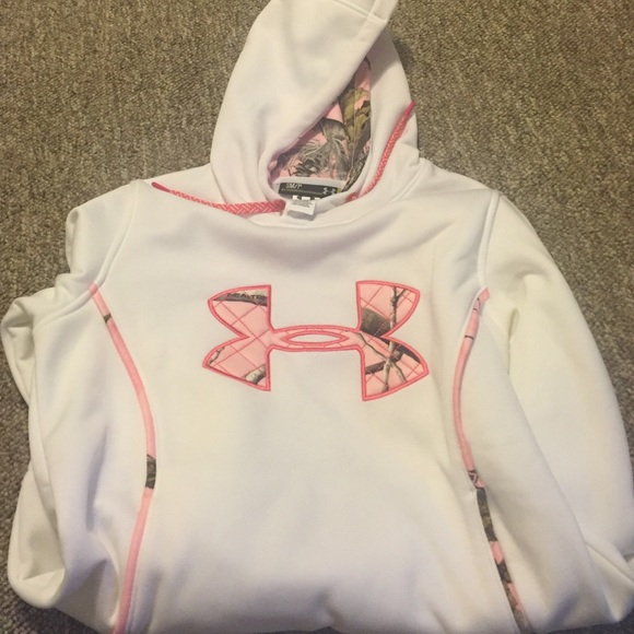 Pink camo under armour hoodie