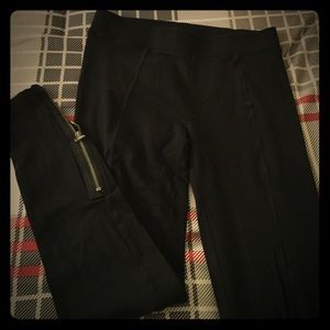 Loft Black Cotton Leggings with Zippers Size S