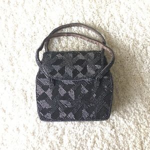 Beaded gunmetal evening bag