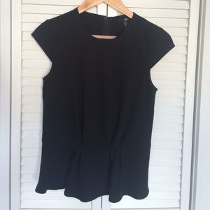 H&M black peplum top with cap sleeve