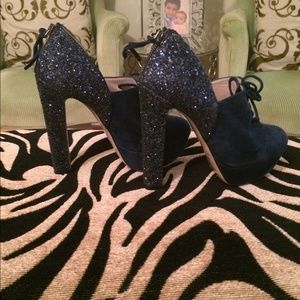 Miu Miu Glitter Navy Booties