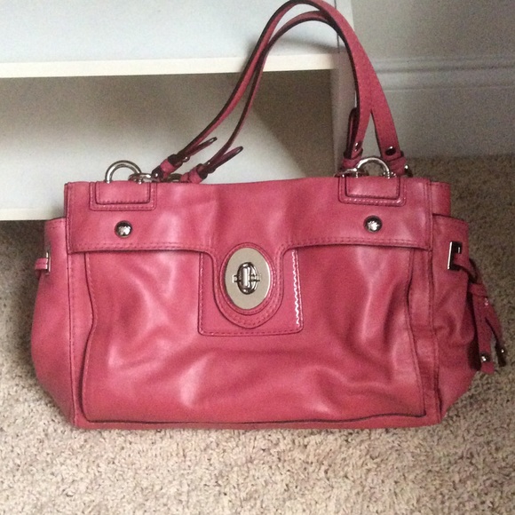 Pink leather coach purse
