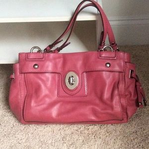 Pink leather coach purse
