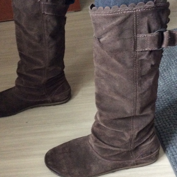Brown suede boots
