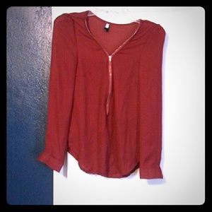 Nowt maroon long sleeved blouse