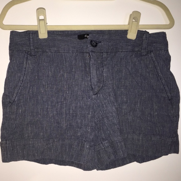 Linen Blue Grey Express Shorts
