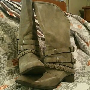 Grey Faux Leather Boot