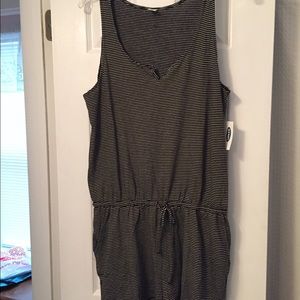 Old navy black/white striped shorts romper
