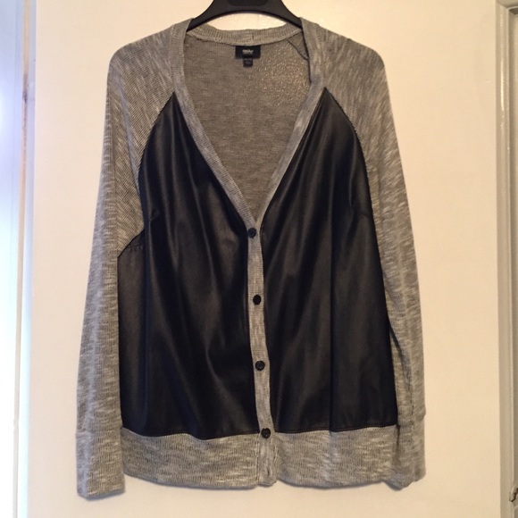 Faux leather cardigan