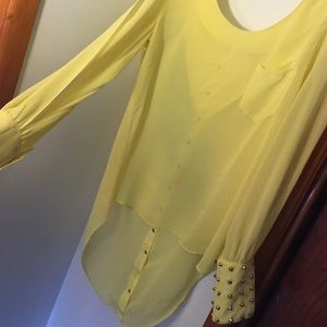 Buttoned up back yellow blouse