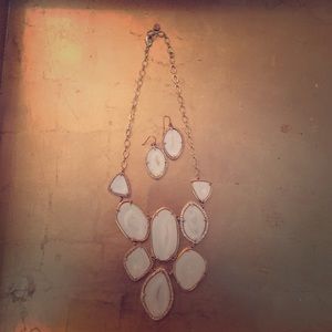 Mother of Pearl + Gold Necklace and Earrings