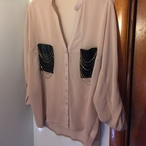 Gold chain pocket blouse