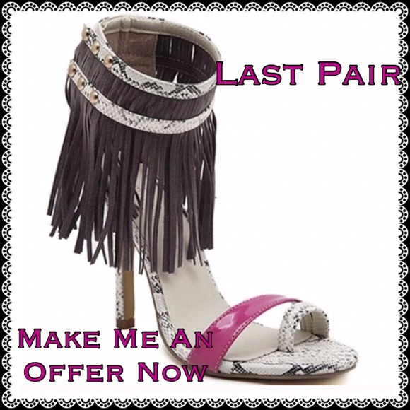 Open Toe Fringe Heel