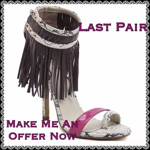 Open Toe Fringe Heel