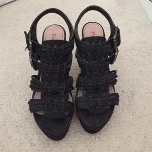 Pink & pepper black heels