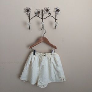 Cream Cotton High Waisted Shorts w/Lace