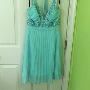 Formal light turquoise, halter top dress