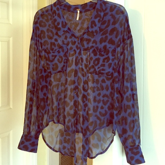 Blue Leopard Blouse