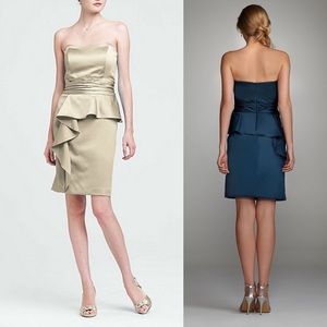 Strapless peplum satin dress, size 12
